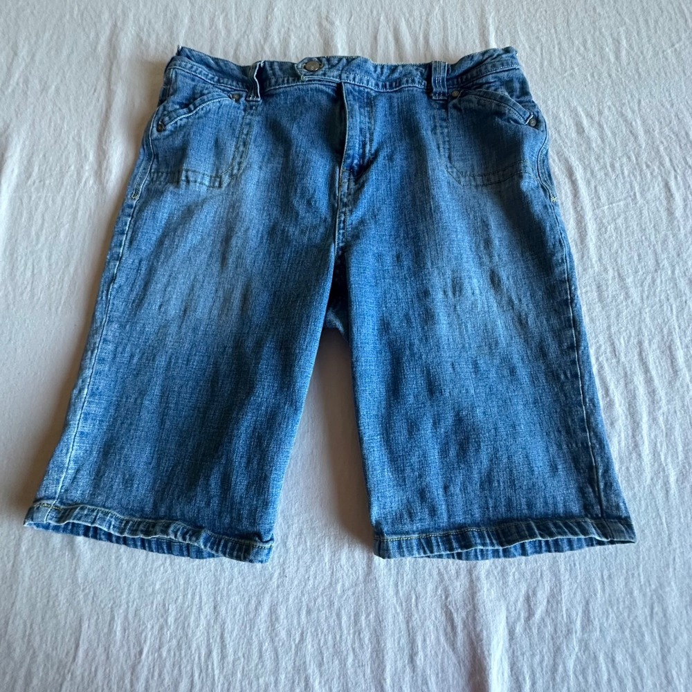 Vintage Bill Blass Jeans Women Blue Stretch Denim Bermuda Y2K Shorts Jorts 16